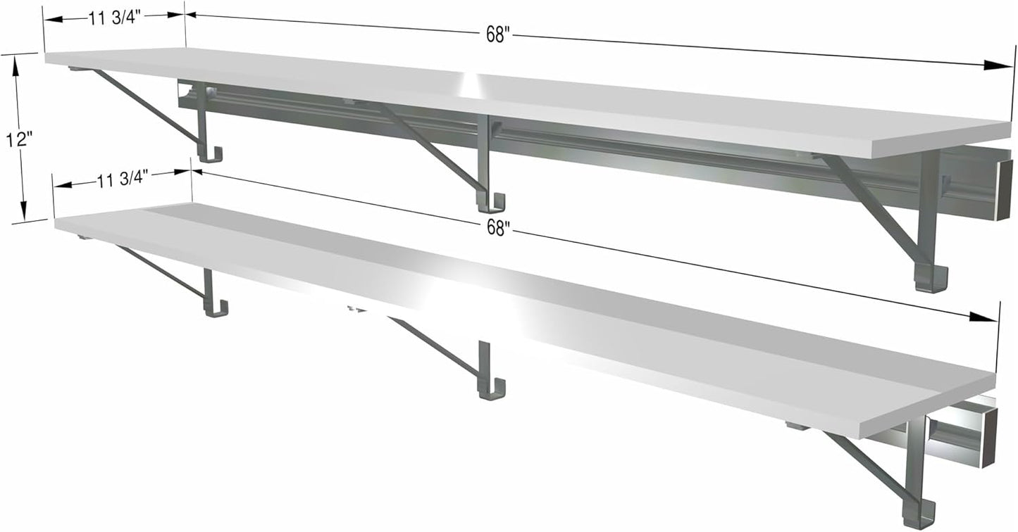 Two 68" Long Shelf Kits Laundry Storage White