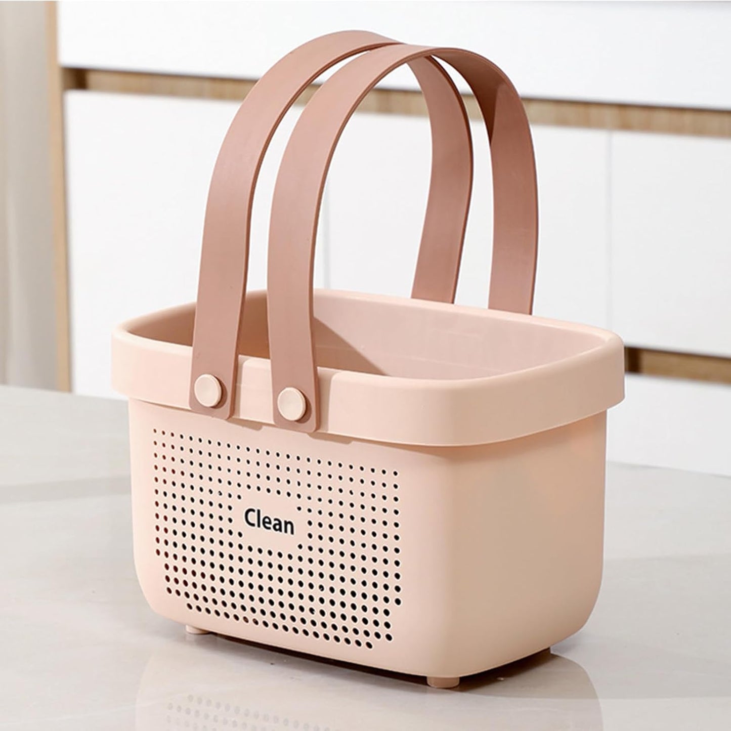 JiatuA Plastic Storage Basket with Handle Portable Shower Caddy Tote Organizer Basket Bin for Bathroom Kitchen Dorm Room Bedroom, Small Pink