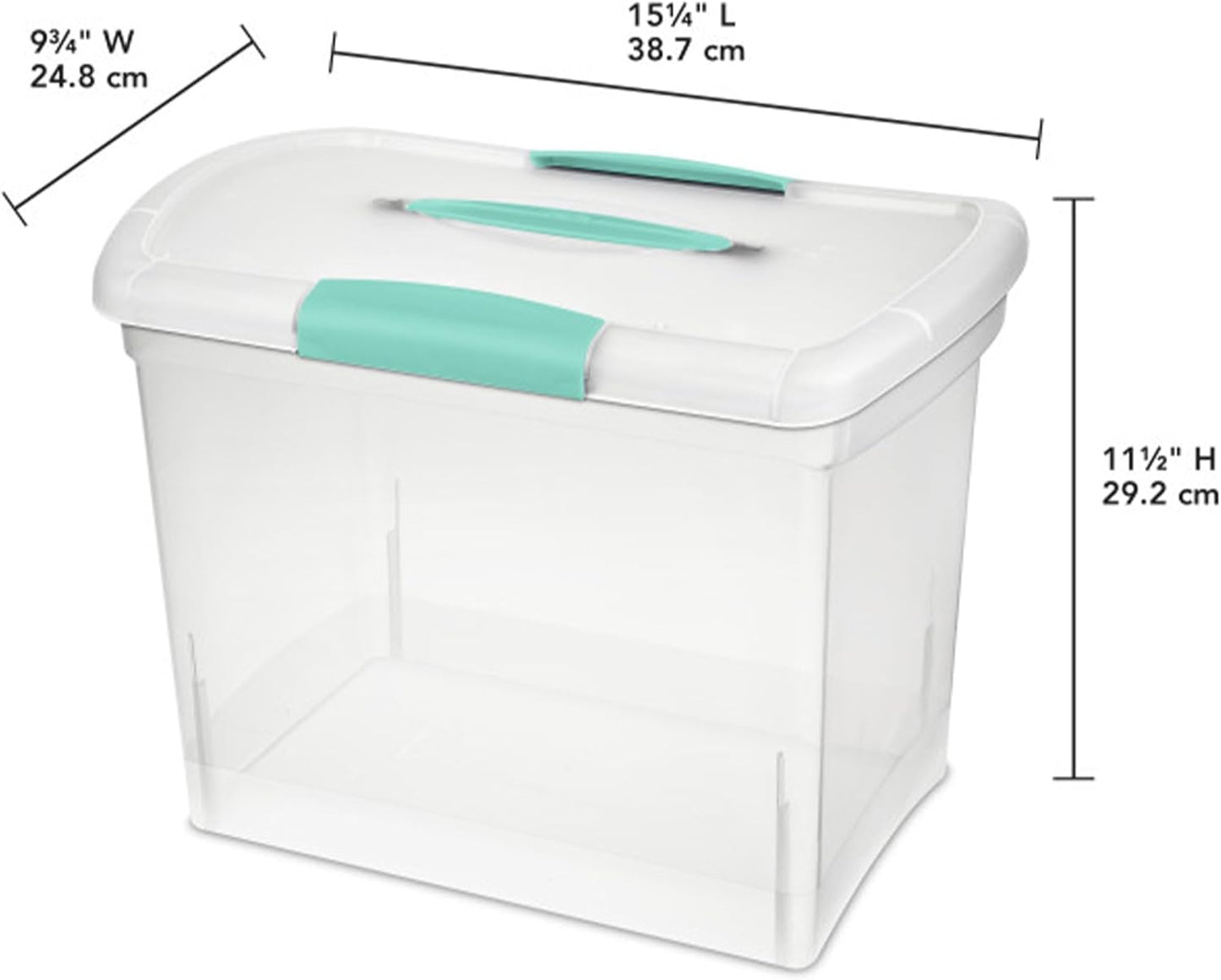 Sterilite Large Nesting ShowOffs, Stackable Small Storage Bin with Latching Lid and Handle, Plastic Container to Organize Office Files, Clear, 6-Pack