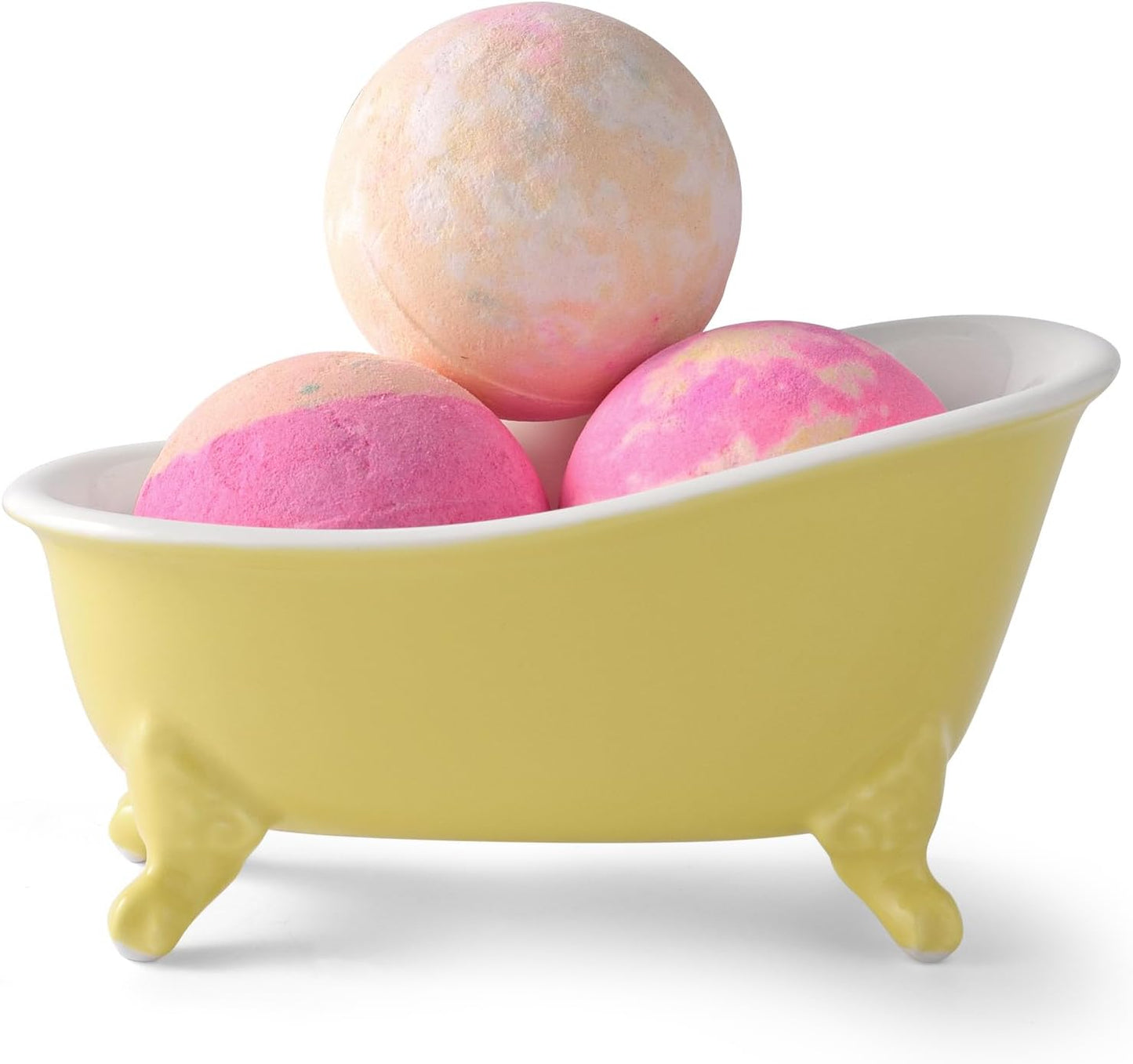 6.1" Vintage Ceramic Mini Decorative Clawfoot Bathtub Bar Soap Dish, Kitchen Sponge Holder and Shower Tray for Bathroom, 1 Pack (Yellow)