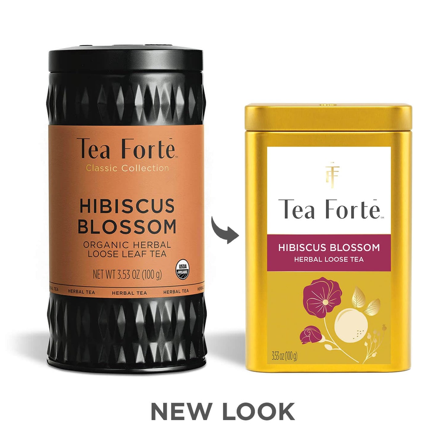 Tea Forte Hibiscus Blossom Premium Loose Leaf Caffeine-Free Herbal Tea Blend Canister, Makes 35-50 Cups