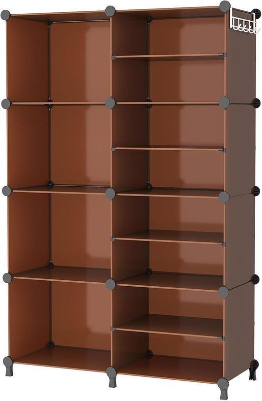 AWTATOS Closet Organizer 8 Cube Storage Shelves Clothes Organizers Closet Storage Stackable Cubby Shelving for Closet Bedroom Living Room Office Cocoa Brown