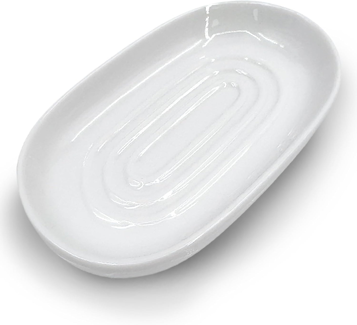 Soap Dish, Ceramic Soap Dish with Marble PatternShower, Soap Saver Tray for Bathroom, Kitchen Sink & Vanity, Multi-Use Holder for Jewelry, Rings, Keys (1 Pack, White)