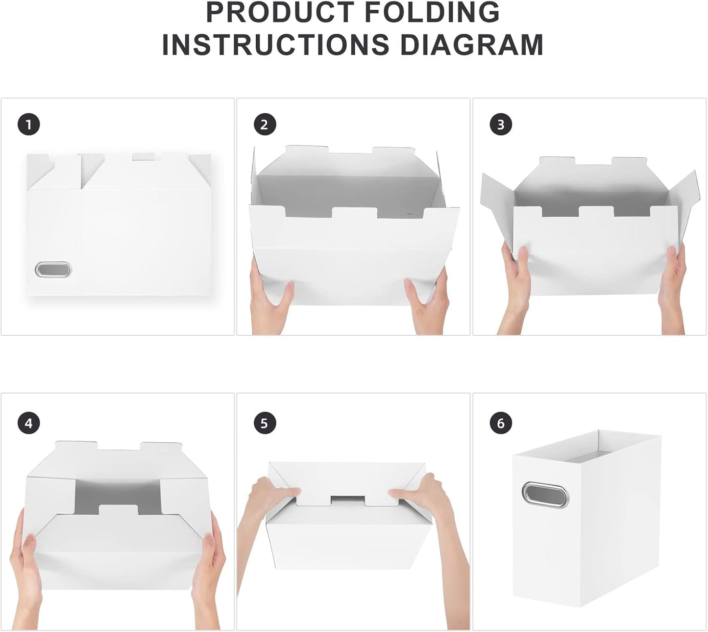 Oterri Cardboard File Organizer Box for Hanging File Folders Letter Size,File Box for Computer Desk,File Cabinet,Working Home,Office,Classroom (White, Letter Size - 6 Packs)