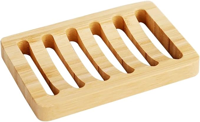Bamboo Soap Dish, Wood Bar Soap Holder For Shower, Trays Self Draining