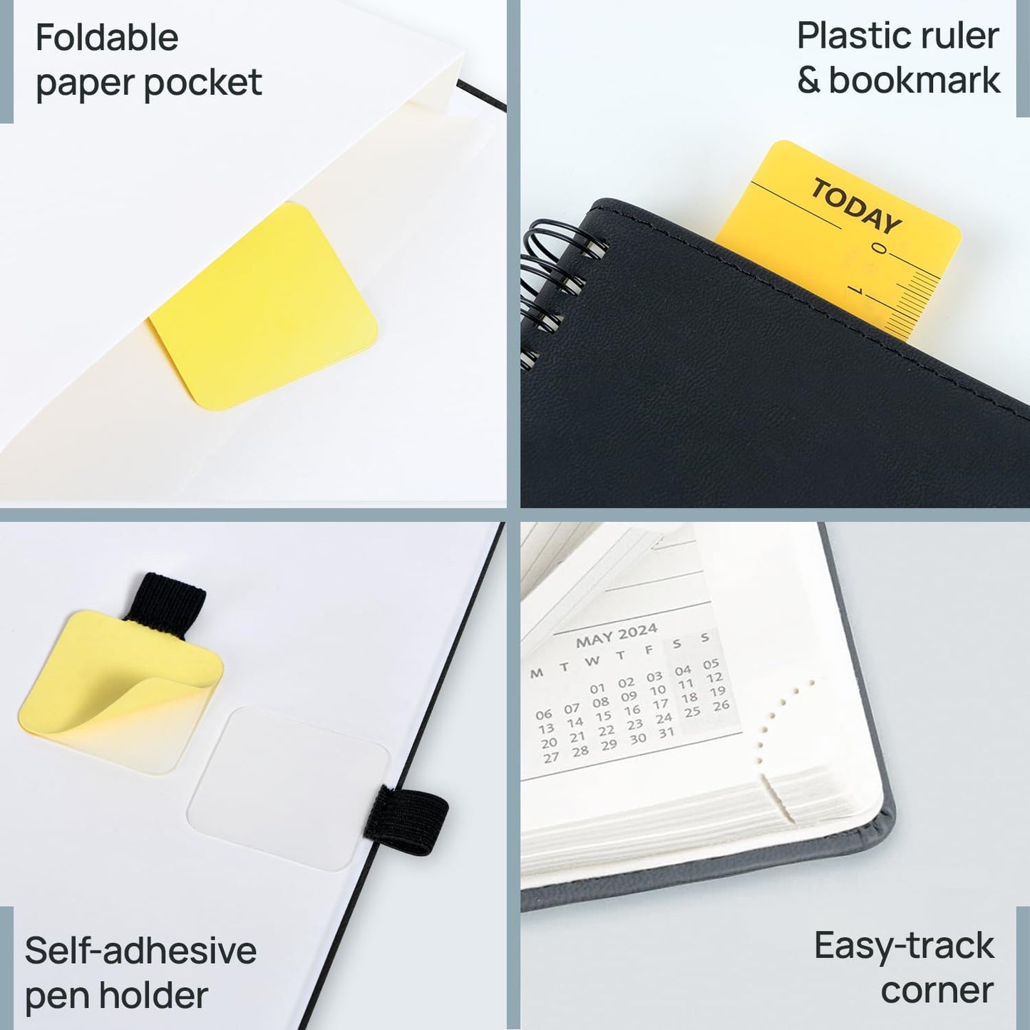 POPRUN Monthly Planner 2026-2027 (Large 8.5" x 10.5") 18 Months Calendar (Jan 2026 - Jun 2027) - 4 Pages per Month with Expense & Notes, Stair-like tabs, Leather Cover, Sunday Starts - Pink