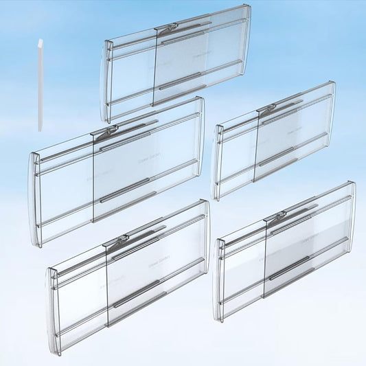 5 Pack 6" High Adjustable Drawer Dividers for Clothes,Expandable From 12-20" Clear Drawer Organizers, PC Plastic Separators for Dresser/Bedroom/Bathroom/Kitchen/Office Storage