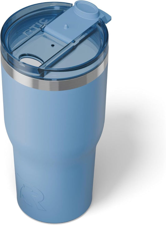 RTIC 30oz Essential Tumbler with Lid, Insulated, Stainless Steel, Metal, Double Wall Vacuum-Insulation, Ceramic Lined, Travel Cup for Iced Coffee, Tea, Hot and Cold Drink, Denim