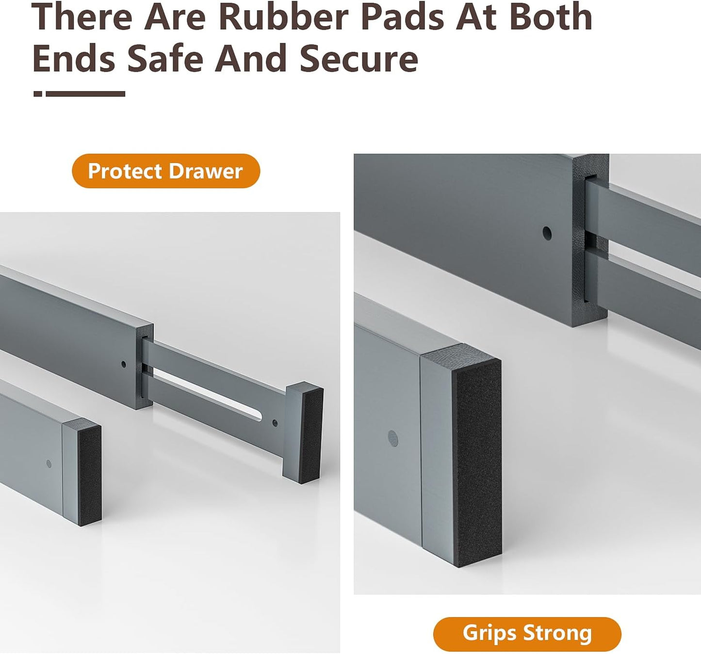 4 PCS Drawer Divider, 17"-22" Adjustable Bamboo Drawer Dividers Organizers, Expandable Separators for Kitchen, Clothes, Dressers, Home, Office, Gray