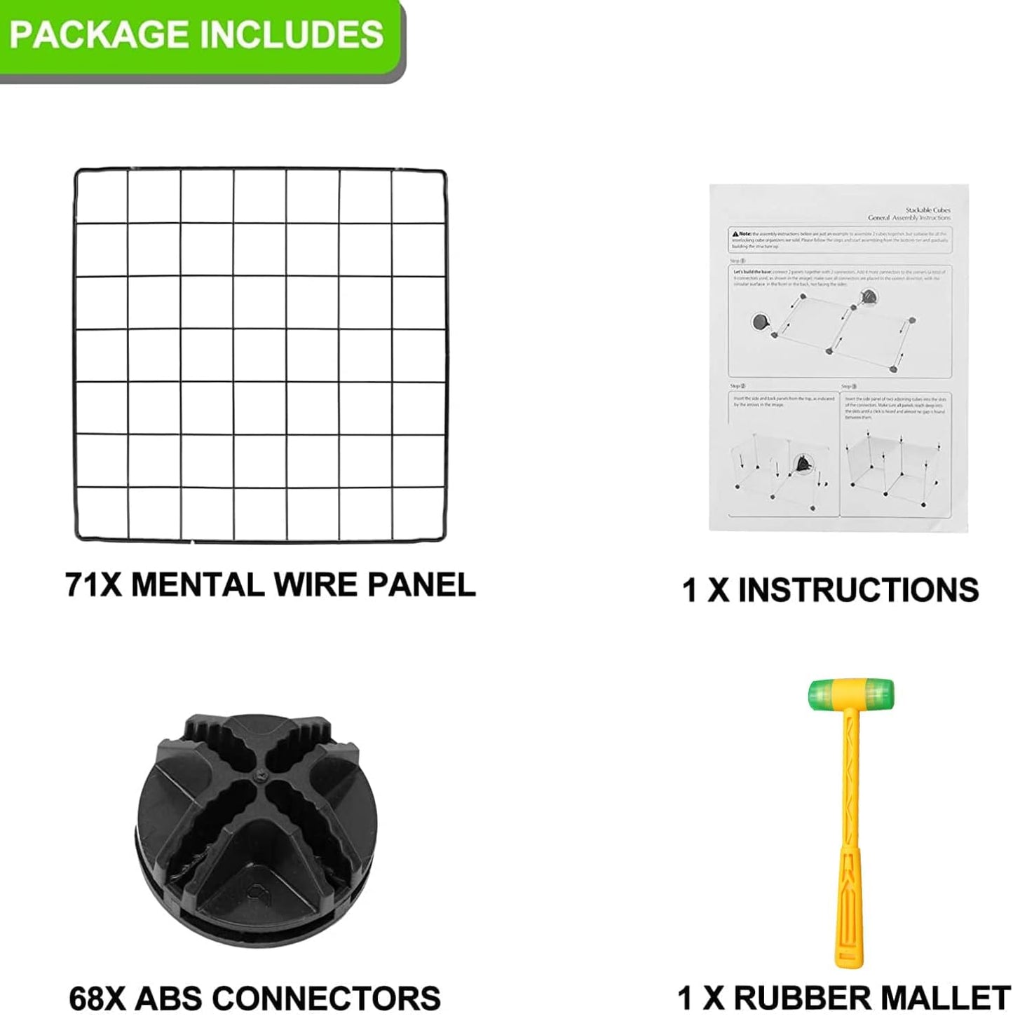 TUMUCUTE Wire Cube Storage Organizer, 25-Cube Modular Mental Grids Bookshelf, DIY Stackable Closet Cabinet for Bedroom Living Room, Office, Iron