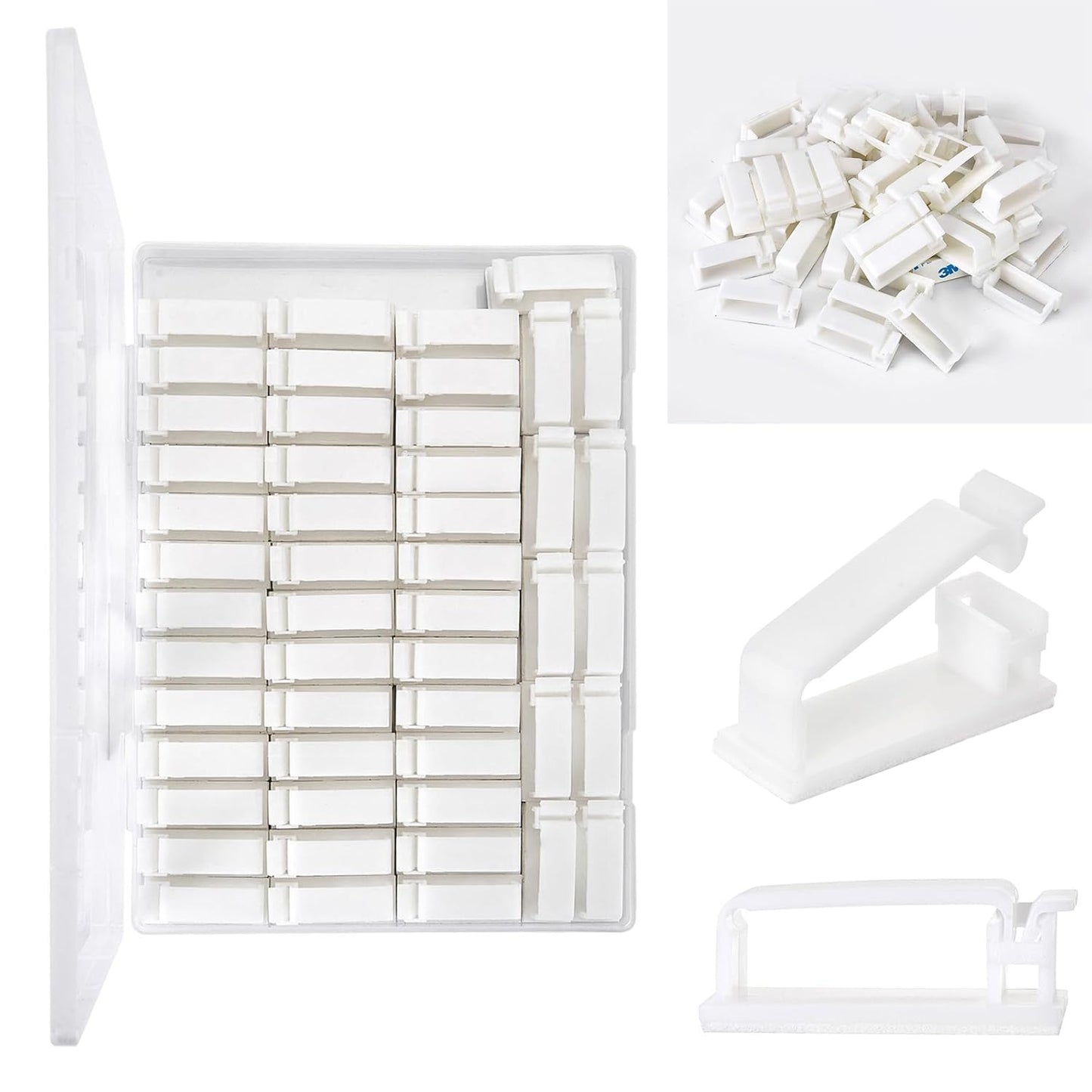 50Pcs Self Adhesive Cable Management Clips,Cable Organizers Wire Clips Cord Holder for PC Laptop Ethernet Cable Desktop Home Office(1.52’’ x 0.59’’ x 0.57’’,White)