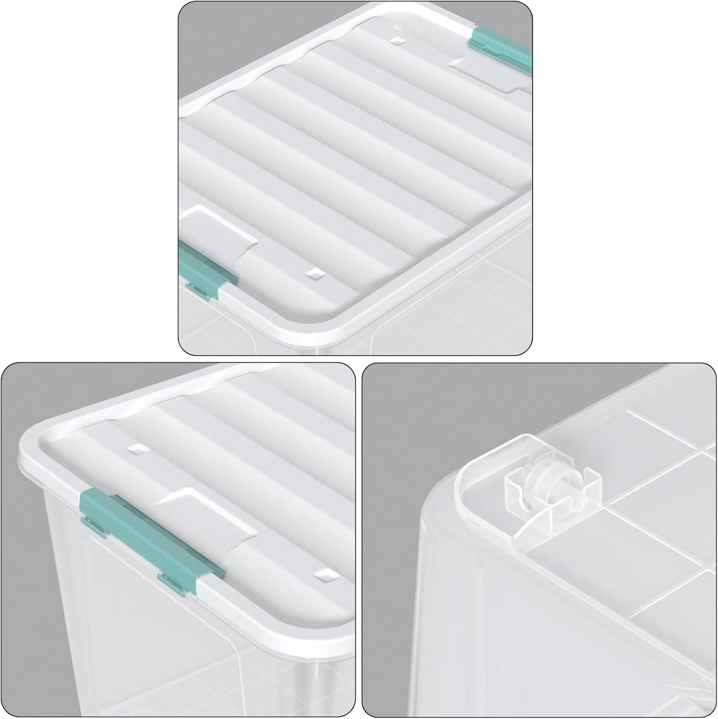 85 Quart Large Plastic Storage Bins, 4-Pack Clear Plastic Storage Box with Wheels