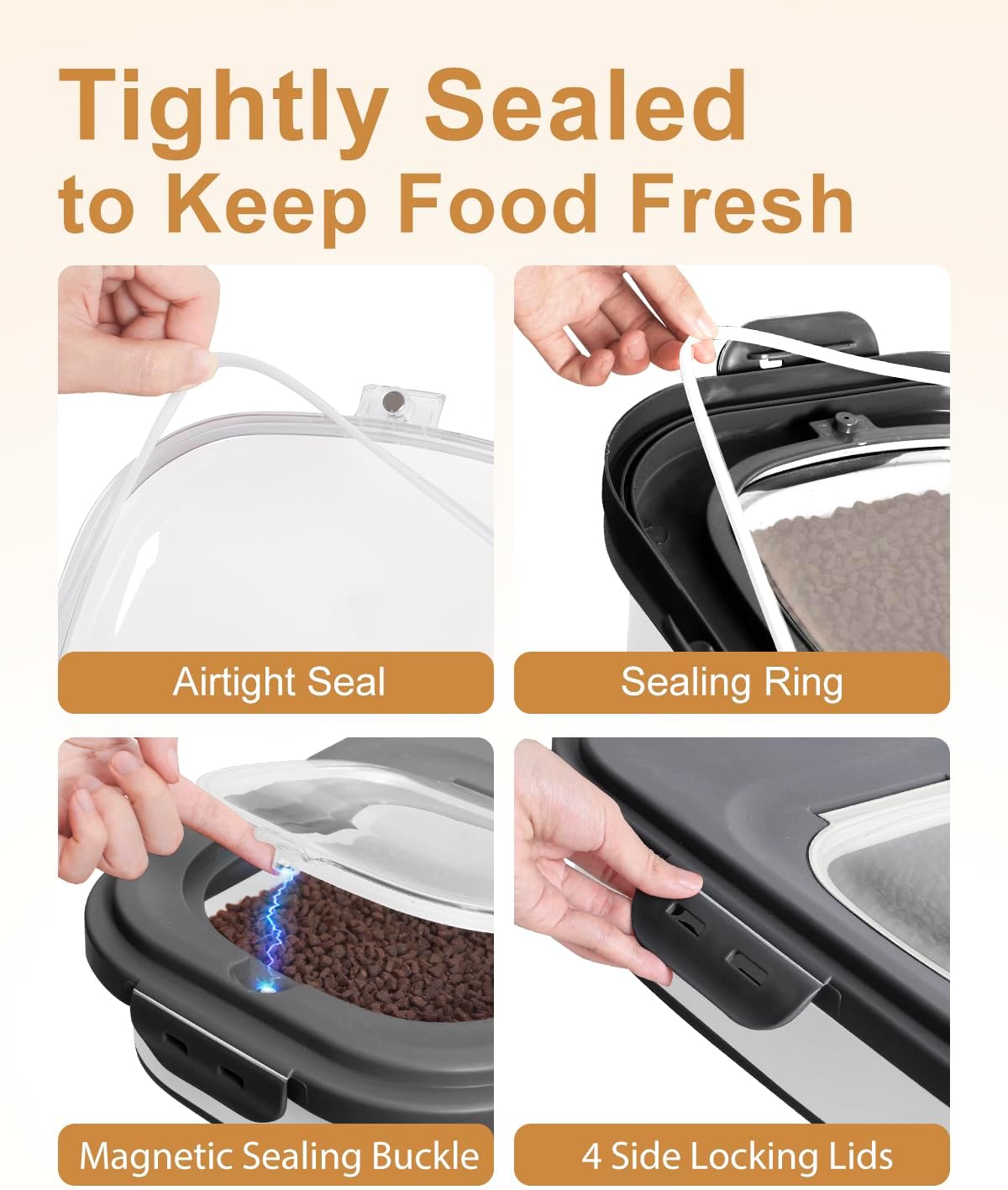 20-30 Lbs Rice Storage Container,Collapsible Food Storage Containers with Rolling Wheel Airtight Locking Lid,Flour Storage Container with Cup and Scoop,Suitable for Food,Rice,Pet Food,Flour