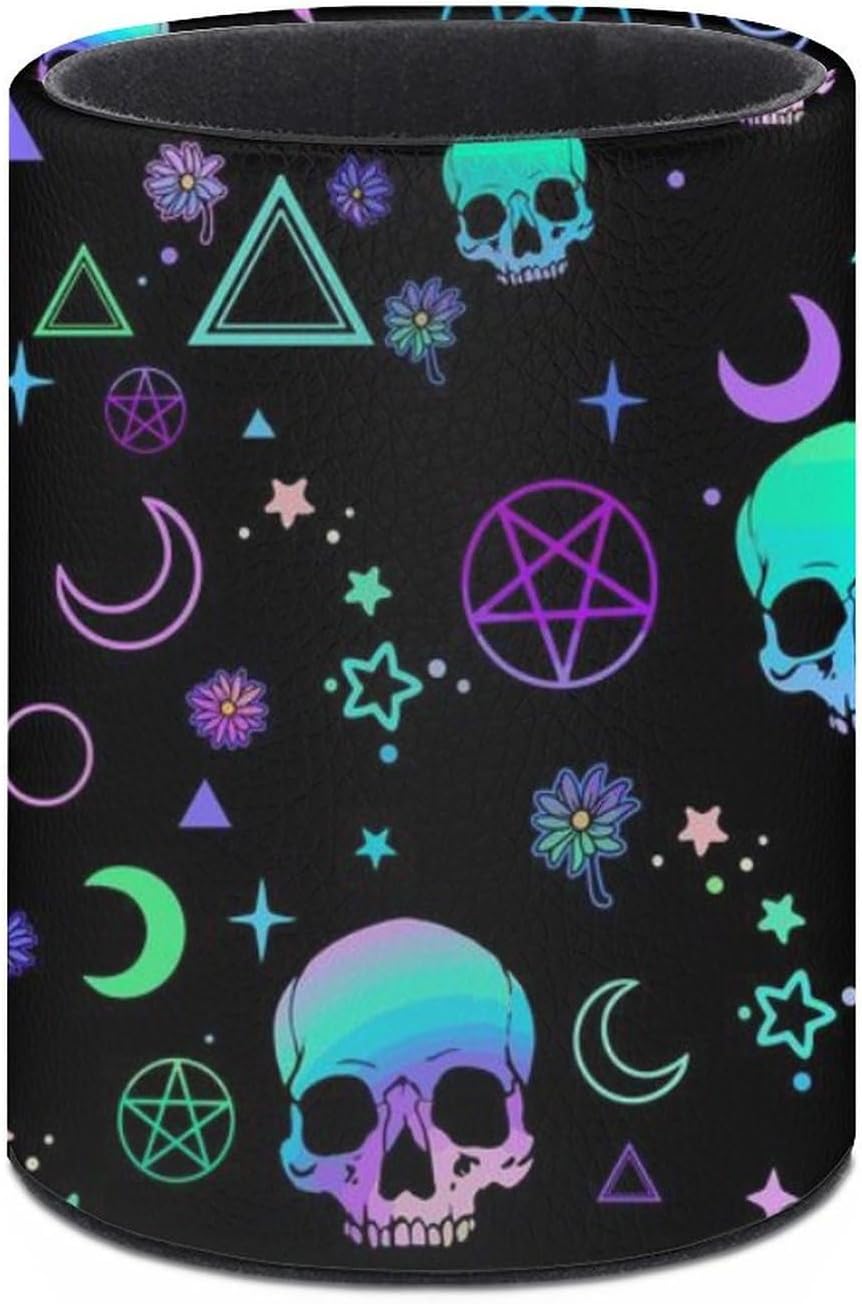 Magic Skull Pen Holder Pencil Organizer Cute Pencil Cup Desk Decor Makeup Brush Holder PU Multifunctional Office Suppliesfor Home Classroom School