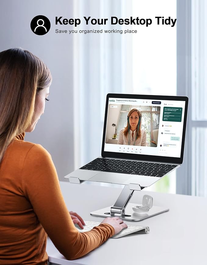 Foldable Laptop Stand, Height Adjustable Ergonomic Computer Stand for Desk, Aluminum Portable Laptop Riser Lecterns Holder Mount Compatible with MacBook Pro Air, HP, Dell 10-16"