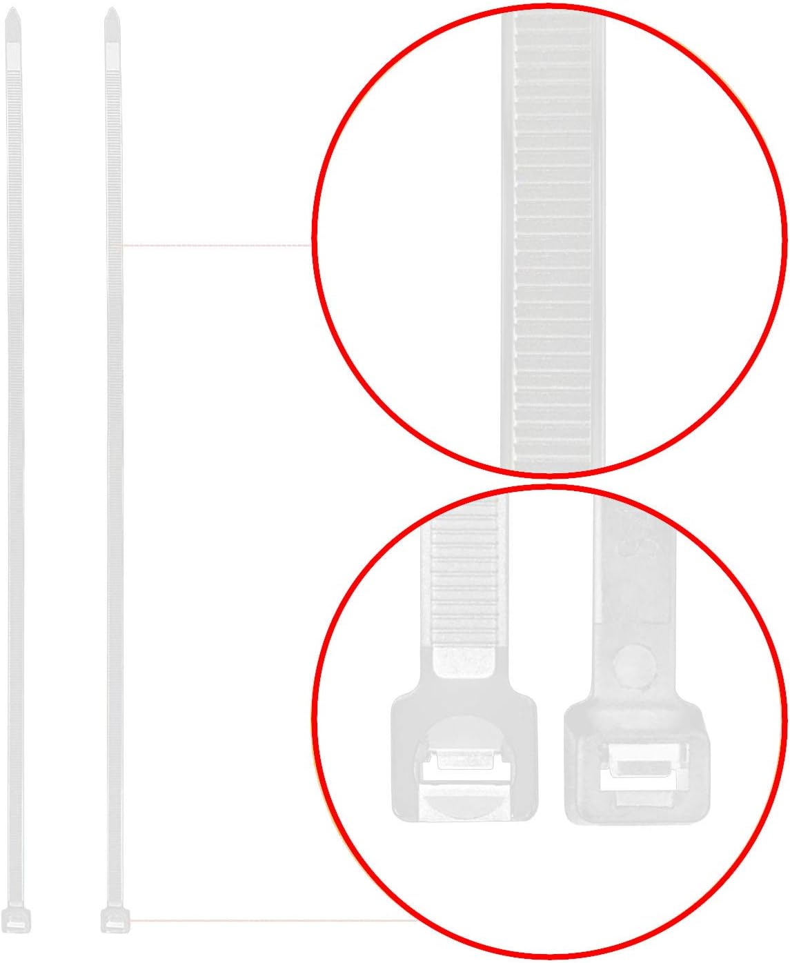 Superun Heavy Duty Zip Ties 8 Inch, 50 Lbs Tensile Strength Selflocking Wire Ties (Industrial Grade Cable Ties) Pack of 100 White