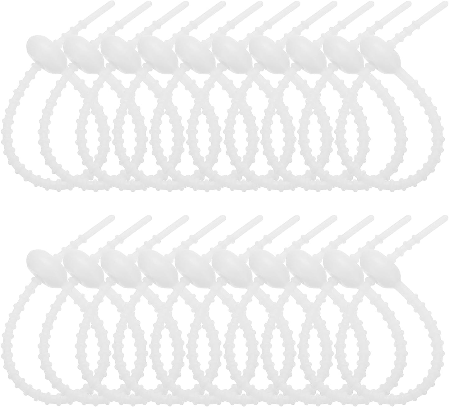 PATIKIL 6 Inch Silicone Cable Ties, 20pcs Rubber Reusable Twist Zip Ties Organizer for Home Office Kitchen Food bags Wires Adjustable Bag Clip, White