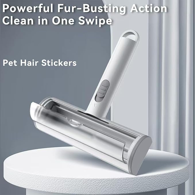 Pet Hair Remover & Lint Roller- Remove Cat/Dog Hair from Car Interiors, Furniture, Couch, Carpet and Bedding - Reusable & Washable Animal Fur Removal Tool for Pet Owners (Gray & White)