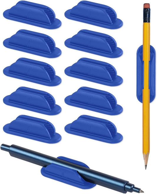 Adhesive Pencil Holders for Desk Set of 10 - Silicone Pen Holder with 15 PCS Adhesive Pads - Flexible Pencil Holder for Office Essentials Accessories and Teacher Supplies…