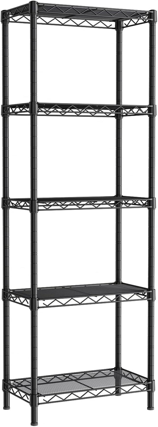 Small 5 tire Shelves Storage Wire Shelving Unit Metal Shelf Adjustable Organizers Storage Shelving for Bathroom Laundry Room Kitchen Pantry10”D x 16”W x 55”H Black