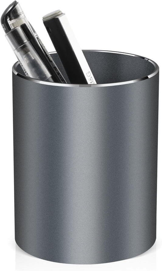 Pen holder, aluminum alloy waterproof pen holder, desktop simple and modern minimalist, multifunctional office supplies for families, kids and schools Grey