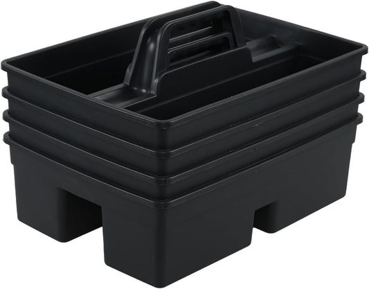 Vababa Plastic Caddy with Handle, Supply Cleaning Caddy with Handle, 4-Pack, Grey, 15.19" x 10.78" x 4.52"