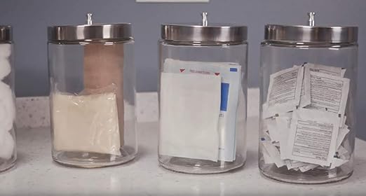 Grafco Glass Medical Sundry Jars with Lids, 7 x 4.25”, Clear Unlabeled Jars for Supplies (6 Count)