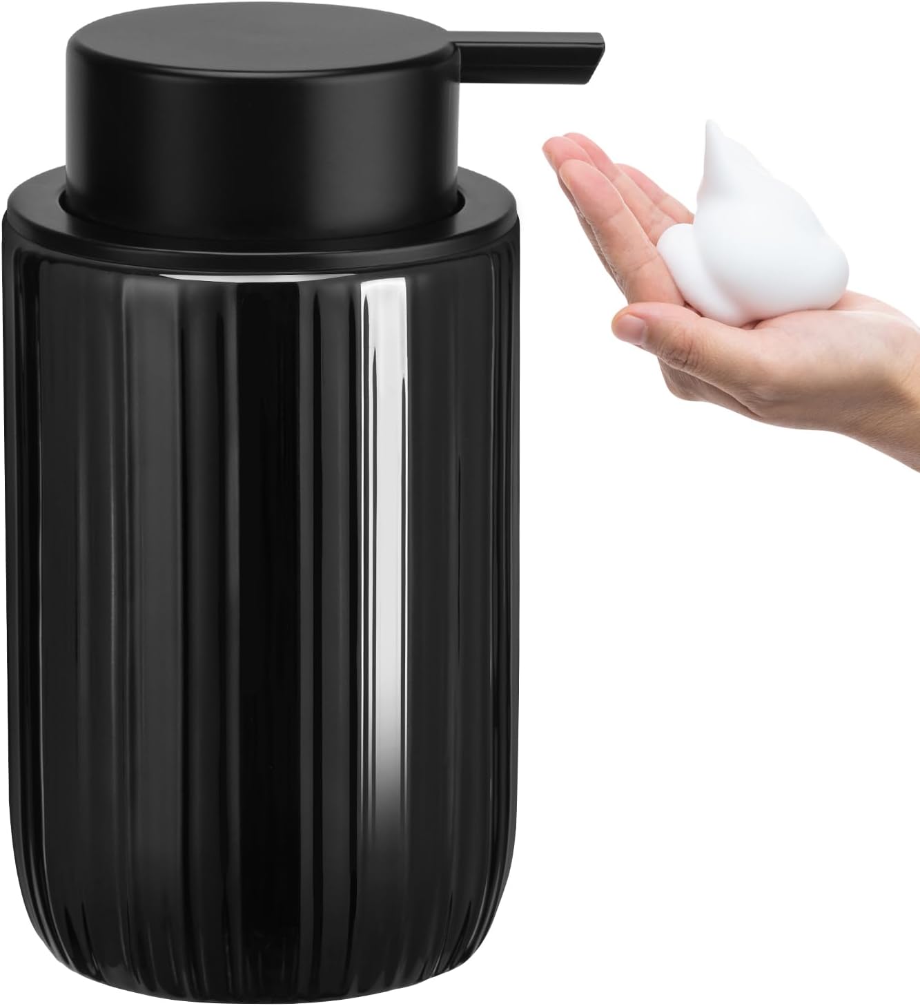 Soap Foaming Dispenser Ceramic with Easy-to-Press Pump Hand Foam Dispenser for Shampoo Bathroom Countertop 13.5 oz
