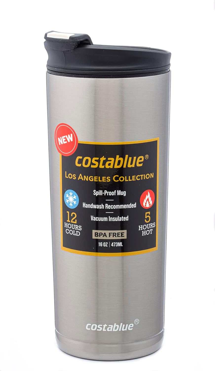 Travel Coffee Mug 16 Oz. Stainless Steel, Leak Proof Dishwasher Safe Lid, Double Wall Coffee Cup, Reusable Insulated Tumbler for Hot & Cold Beverages Eco friendly