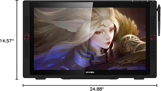 XPPen Artist24 Pro 23.8 Inch Drawing Tablet with Screen 2.5K QHD Drawing Pen Display with 20 Shortcut Keys & Tilt 8192 Pen Pressure Battery-Free Stylus for Windows, Mac, Chrome, Linux