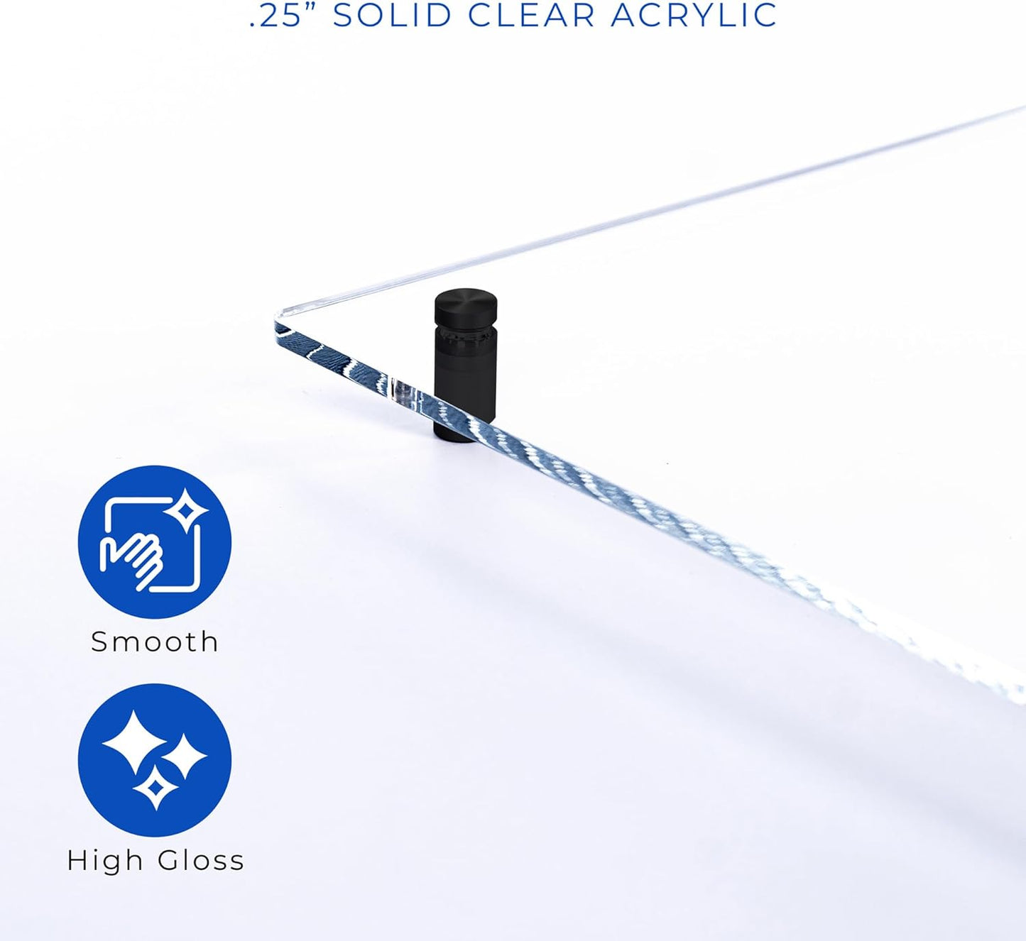 30x40 Dry Erase Board for Wall - with .25 Clear Acrylic and Black Stand Off Finish - Perfect Whiteboard for Office, Home, Classroom - Durable and Stylish .25 Clear Acrylic Dry Erase Board