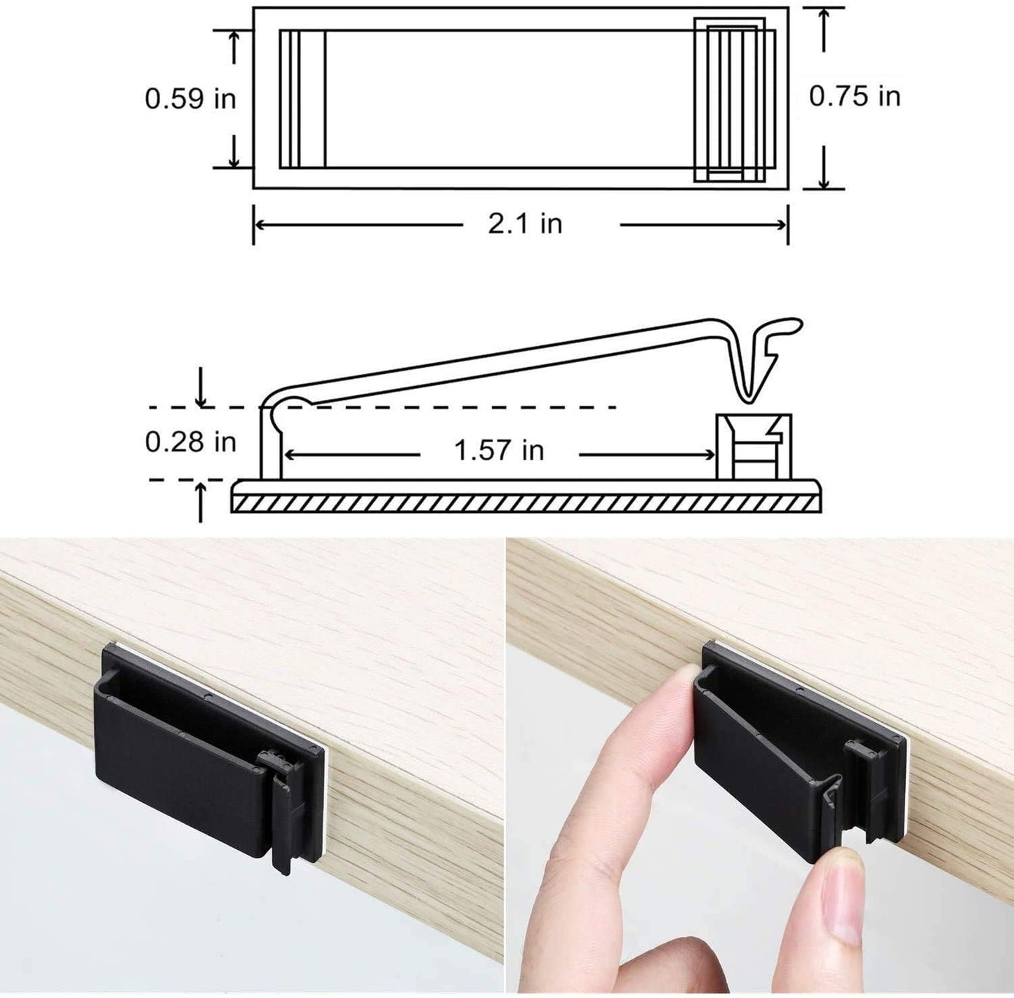 5Pcs Self Adhesive Cable Management Clips,Cable Organizers Wire Clips Cord Holder for PC Laptop Ethernet Cable Desktop Home Office(2.1’’ x 0.75’’ x 0.28’’, Black)