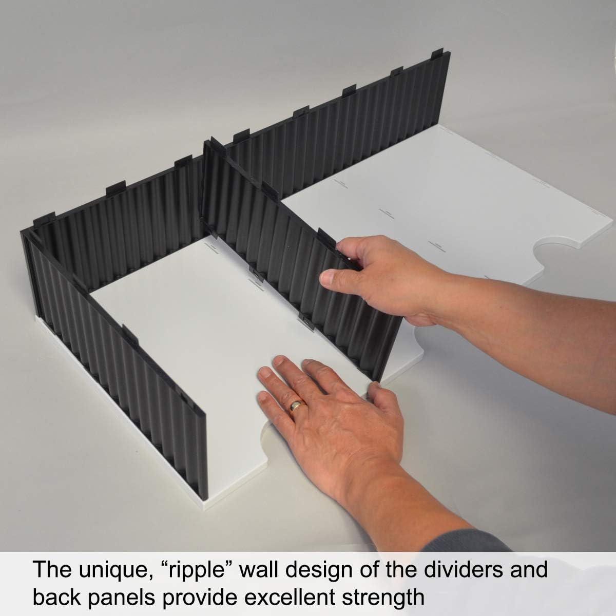 Ultimate Office TierDrop Jumbo 3-Compartment High-Wall (add-on Module) - Sorts Documents, Forms & Mail - Durable Construction Features Expandable, Modular, No-Tool Assembly Design (Gray w/Blue)