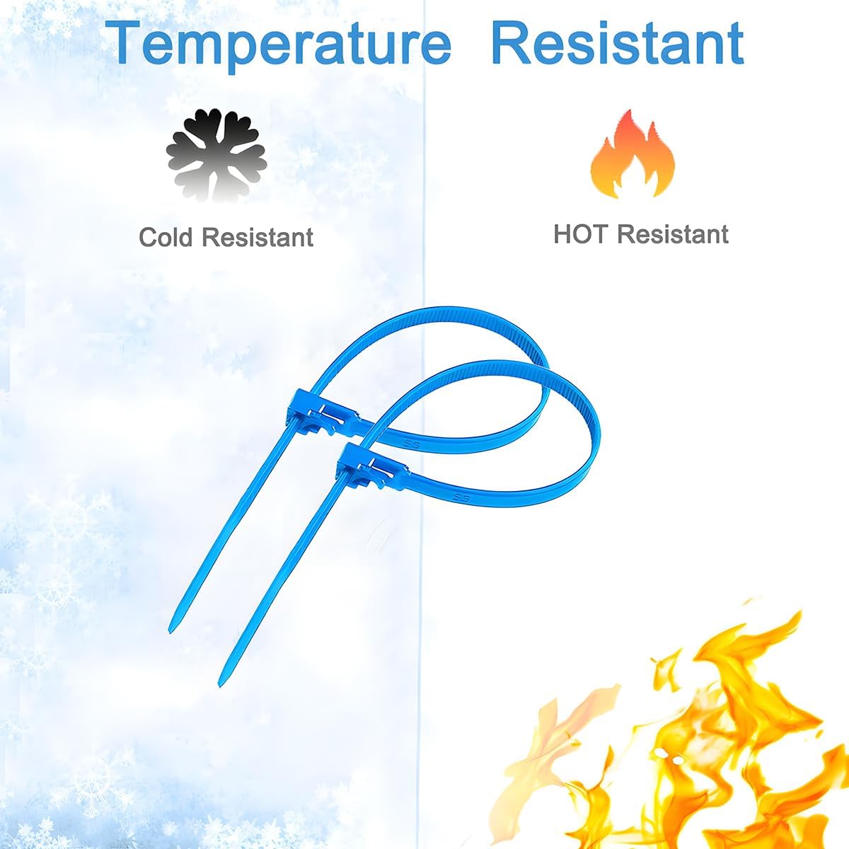 100 PCS 8 Inch Reusable Zip Ties Blue – Adjustable Cable Tie, 36 LBS Strength for Home, Car, Office & Wire Management (Self-Locking, Indoor/Outdoor Use)