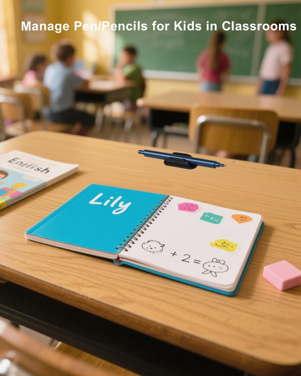 Adhesive Pencil Holders for Desk Set of 10 - Silicone Pen Holder with 15 PCS Upgraded Adhesive Pads - Flexible Pencil Holder for Walls Clipboards, Office Essentials Accessories Teacher Supplies