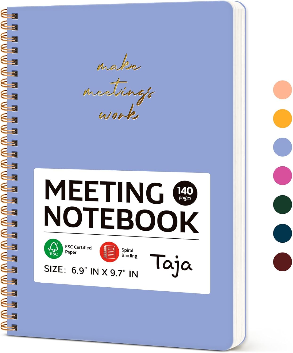 Taja Meeting Notebook for Work Organization - Work notebook with action items, Meeting Minutes Planner Notebook, Perfect Office Supplies for Men & Women - Lavender