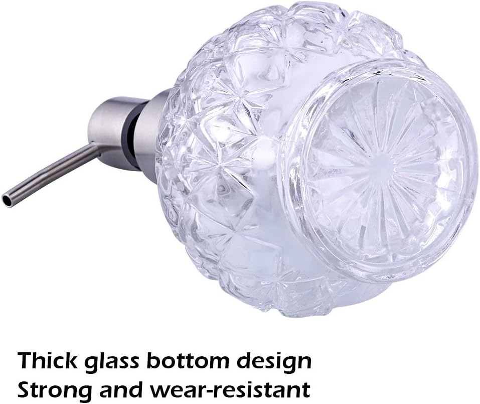 Soap Dispenser with Stainless Steel Pump, Clear Crystal Design, Vintage and Elegant, Refillable Liquid Hand Soap Dish Soap Dispensers for Bathroom Counter, Kitchen Sink (Style2)