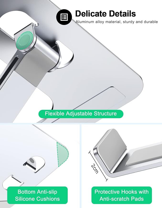 Foldable Laptop Stand, Height Adjustable Ergonomic Computer Stand for Desk, Aluminum Portable Laptop Riser Lecterns Holder Mount Compatible with MacBook Pro Air, HP, Dell 10-16"