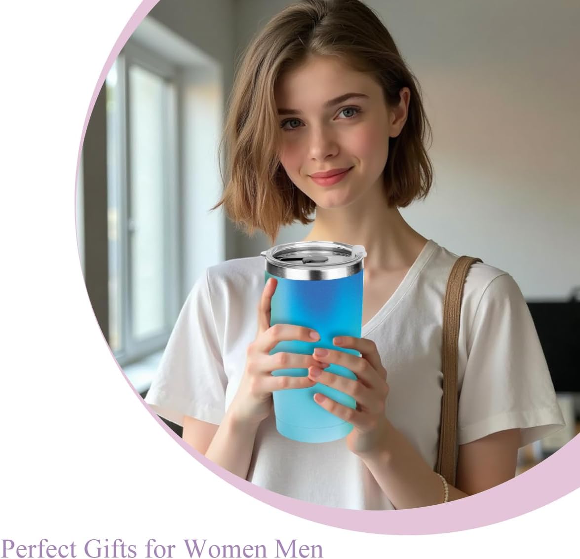 20 oz Insulated Tumbler, Tumbler with Lid Straw, Insulated Travel Coffee Mug Stainless Steel Cup for Cold Hot Drink Gift for Women Colleague Girls Christmas Birthday Friendship (Colorful Abstract)