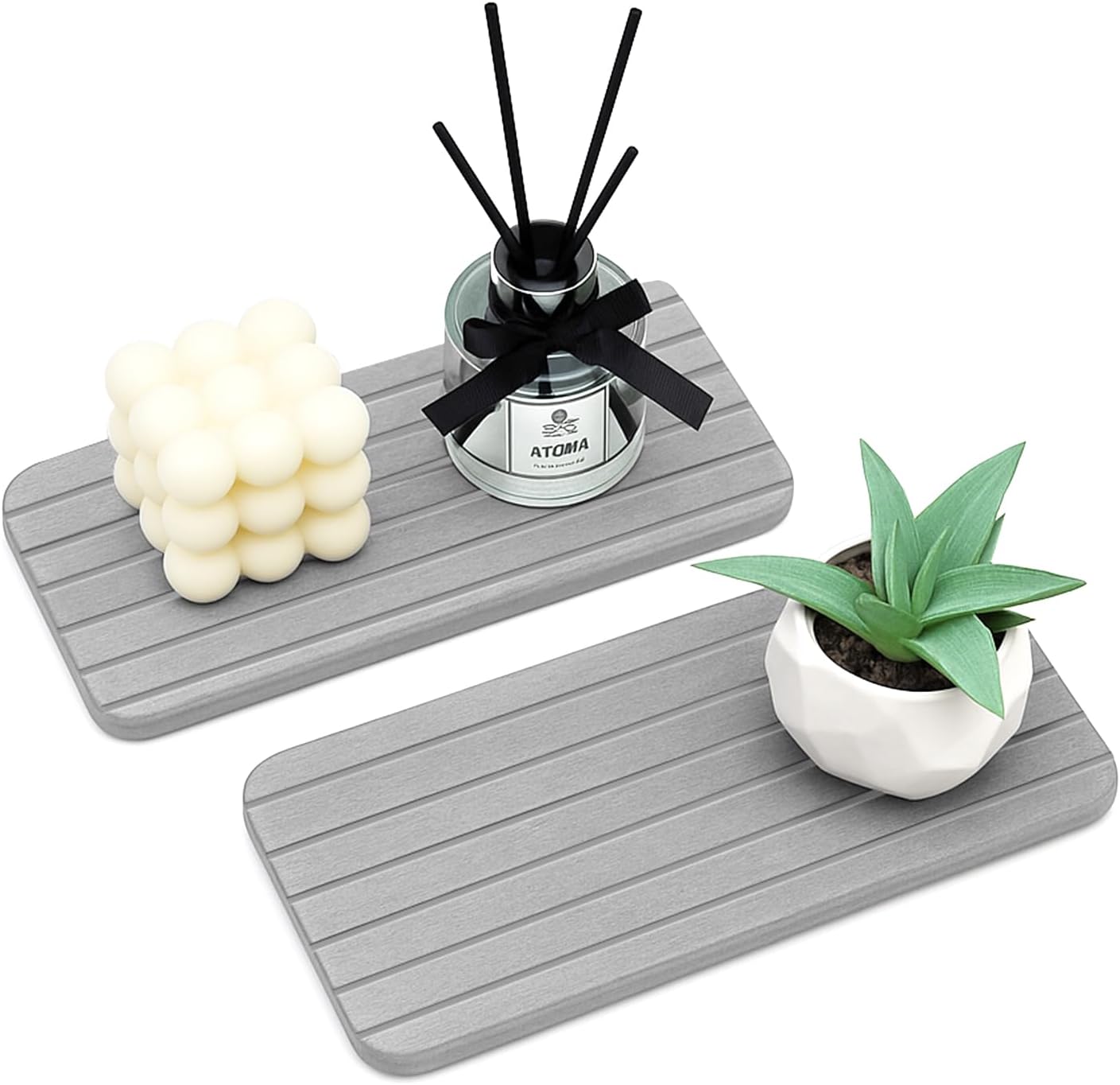 Diatomaceous Earth Dish Drying Mat for Kitchen Sink Bathroom Counter Trays Water Absorbing Stone Drying Tray Diatomite Soap Dish Coasters Absorbent Stone Quick Dry Sink Trays Kitchen Accessories