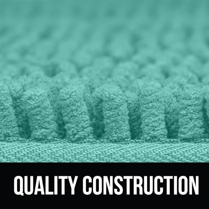 KANGAROO Bathroom Rugs, Chenille Soft Absorbent Bath Rug, Shaggy Shower Mat, Quick Dry Machine Wash Bathmat, Plush Carpet Mats for Tub, Bathtub and Room Home Decor Accessories, 30x20, Turquoise