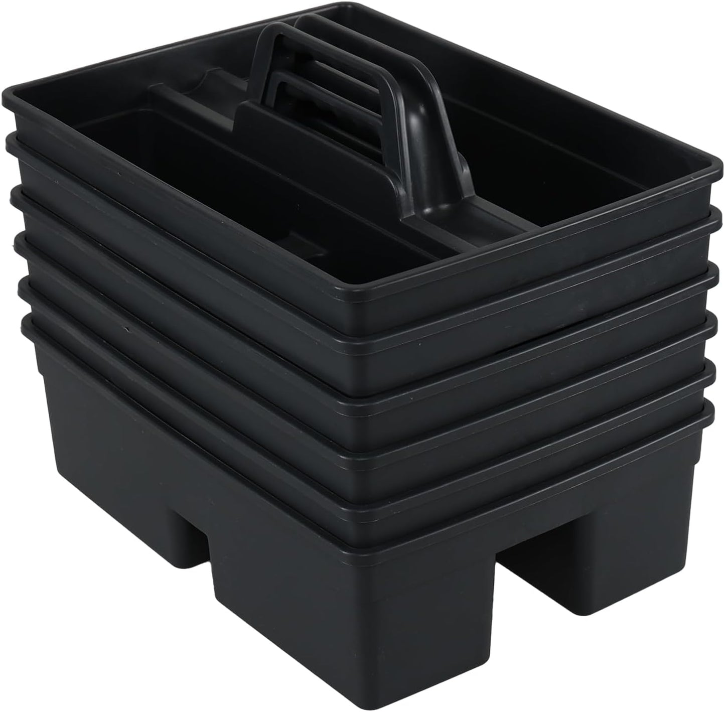 Readsky 6 Packs Plastic Cleaning Storage Caddy with Handle, 3-Compartment Cleaning Caddy, Nestable