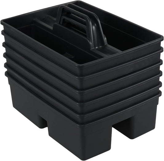 Readsky 6 Packs Plastic Cleaning Storage Caddy with Handle, 3-Compartment Cleaning Caddy, Nestable