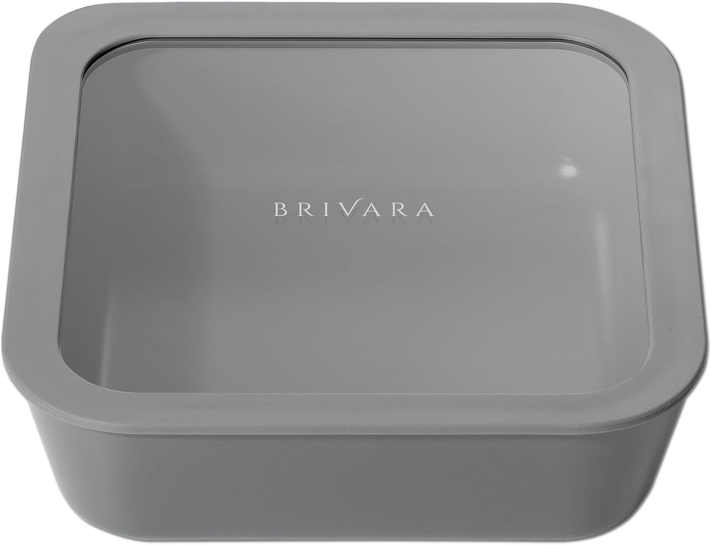 Ceramic Coated Glass Food Storage Container | No PTFE, PFOA, PFAS, and BPA | Reusable Non Toxic Meal Prep Container with Glass Lid | Easy To Store | 8 Cup Square [Smoke]