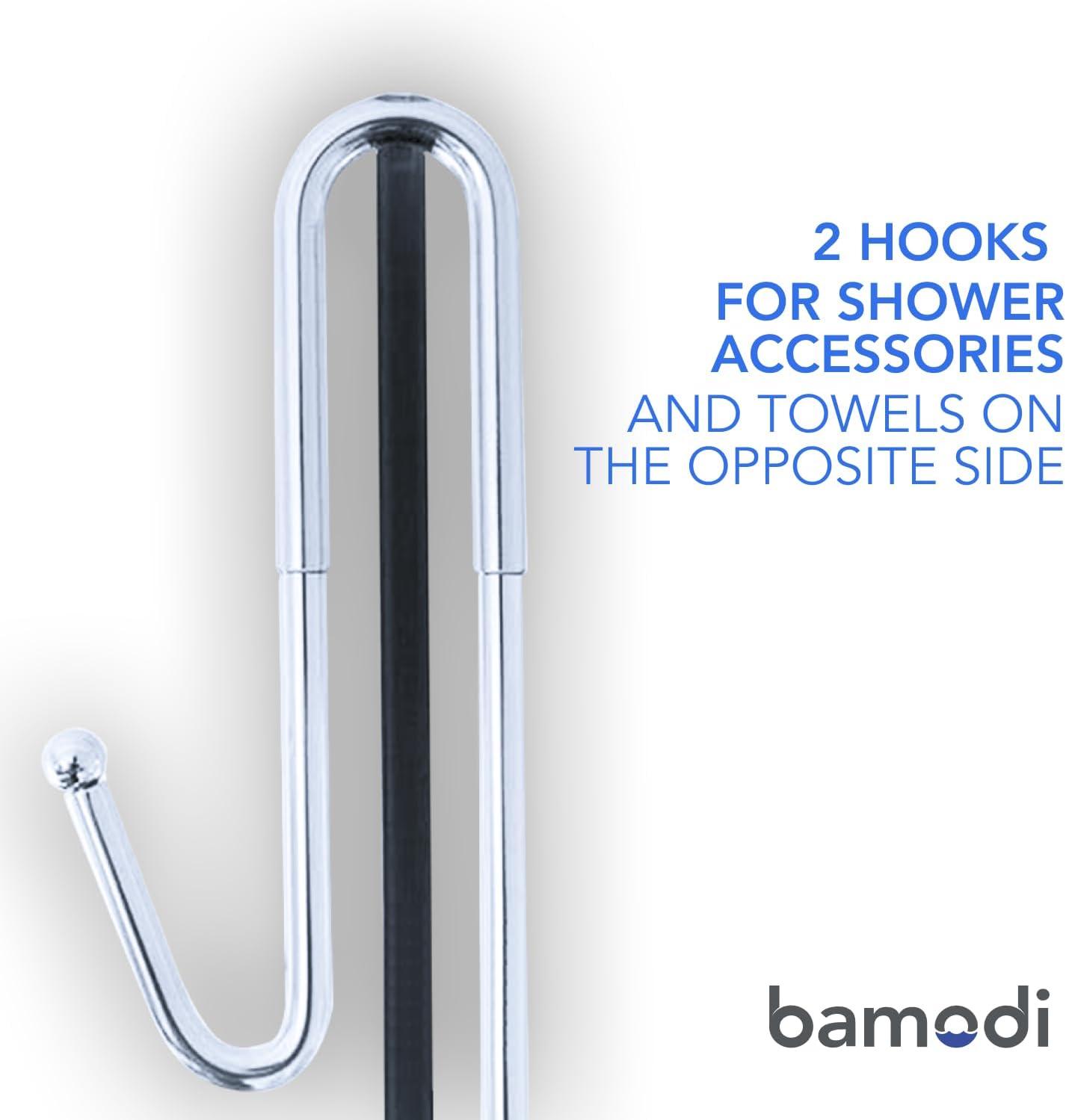 Bamodi Shower Caddy Hanging - 3-Tier Over Door Shower Basket Chrome-Plated - No Drilling Required - Fits Shower Screens up to 0.78 inches - Hangable Shower Rack with 2 Towel Hooks