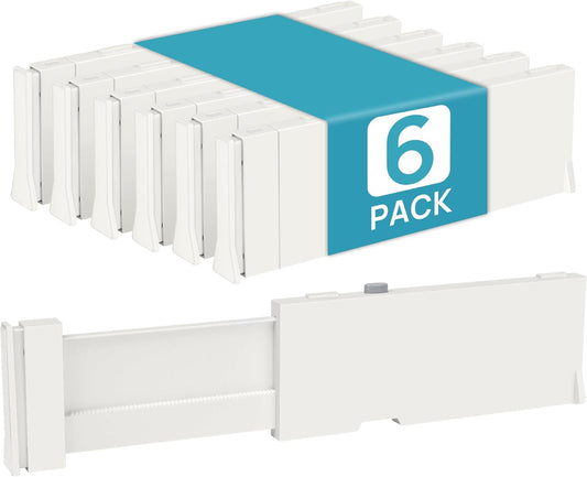 Vtopmart 6 Pack Drawer Dividers for Clothes, 4" High 11.3"-17" Adjustable Expandable Dresser Drawer Organizer, Plastic Drawers Separators for Dresser, Baby Clothes, Underwear, Kitchen & Office Storage