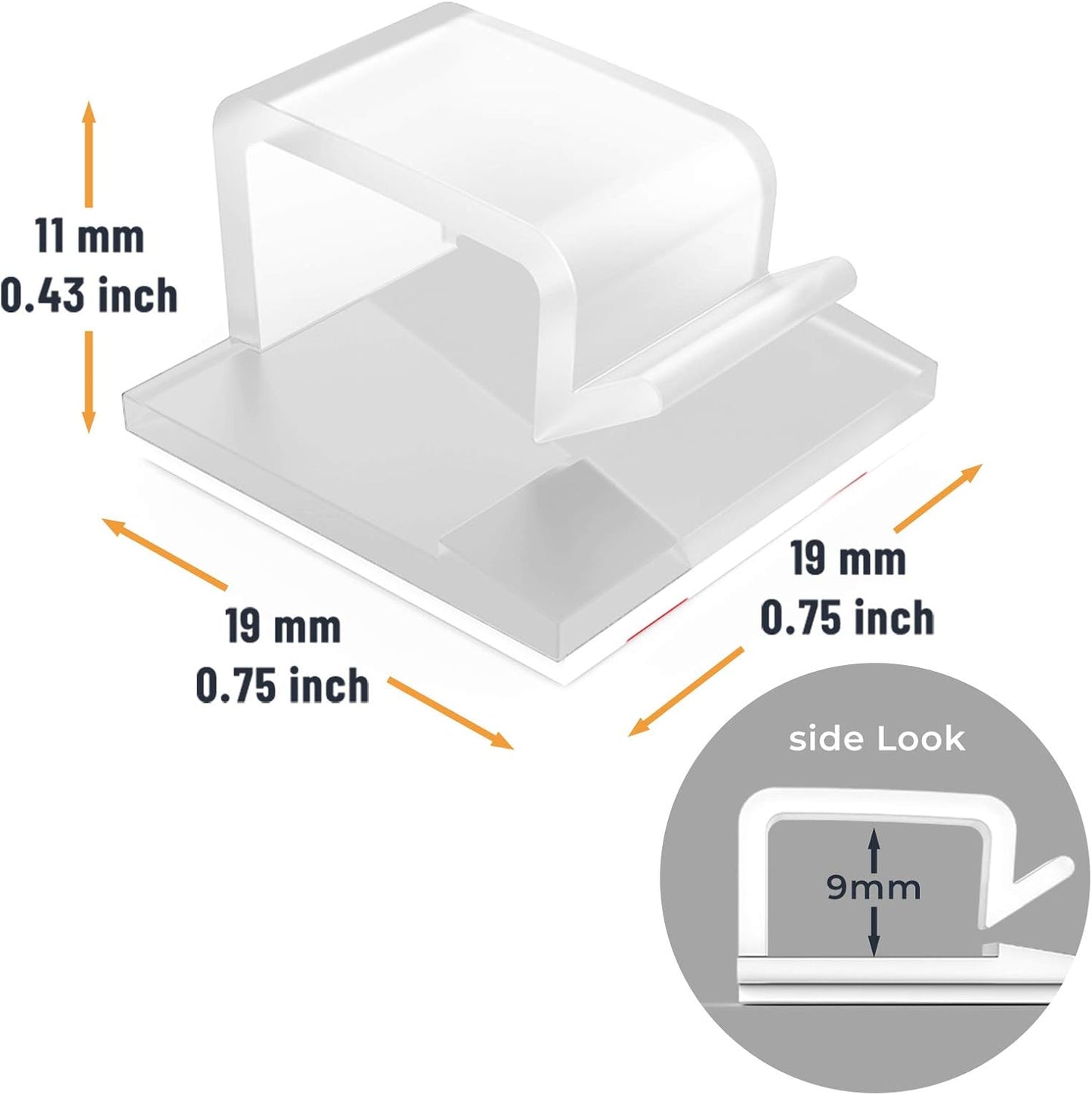 Cable Clips with Strong Self-Adhesive, XIAOXI R Shape Cable Management TV PC Wire Holder Sticky Tidy and Organizer Cord and Wires - 40 Pcs (Clear)