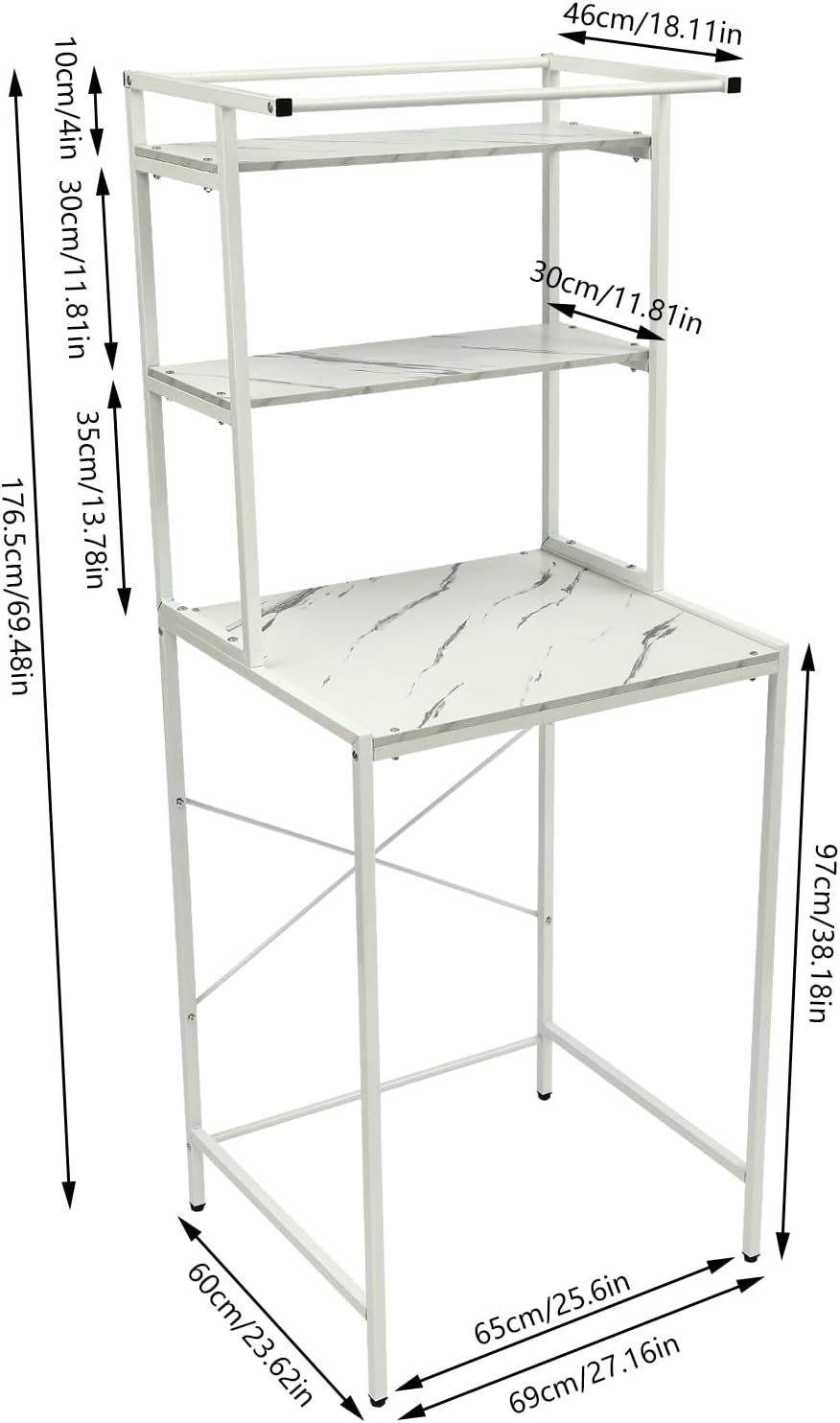 Gdrasuya10 White Over The Washer & Dryer Storage Shelves, 3 Tier Washing Machine Storage Shelf Utility Rack Standing Laundry Storage Shelf Organizer Save Space for Laundry Room