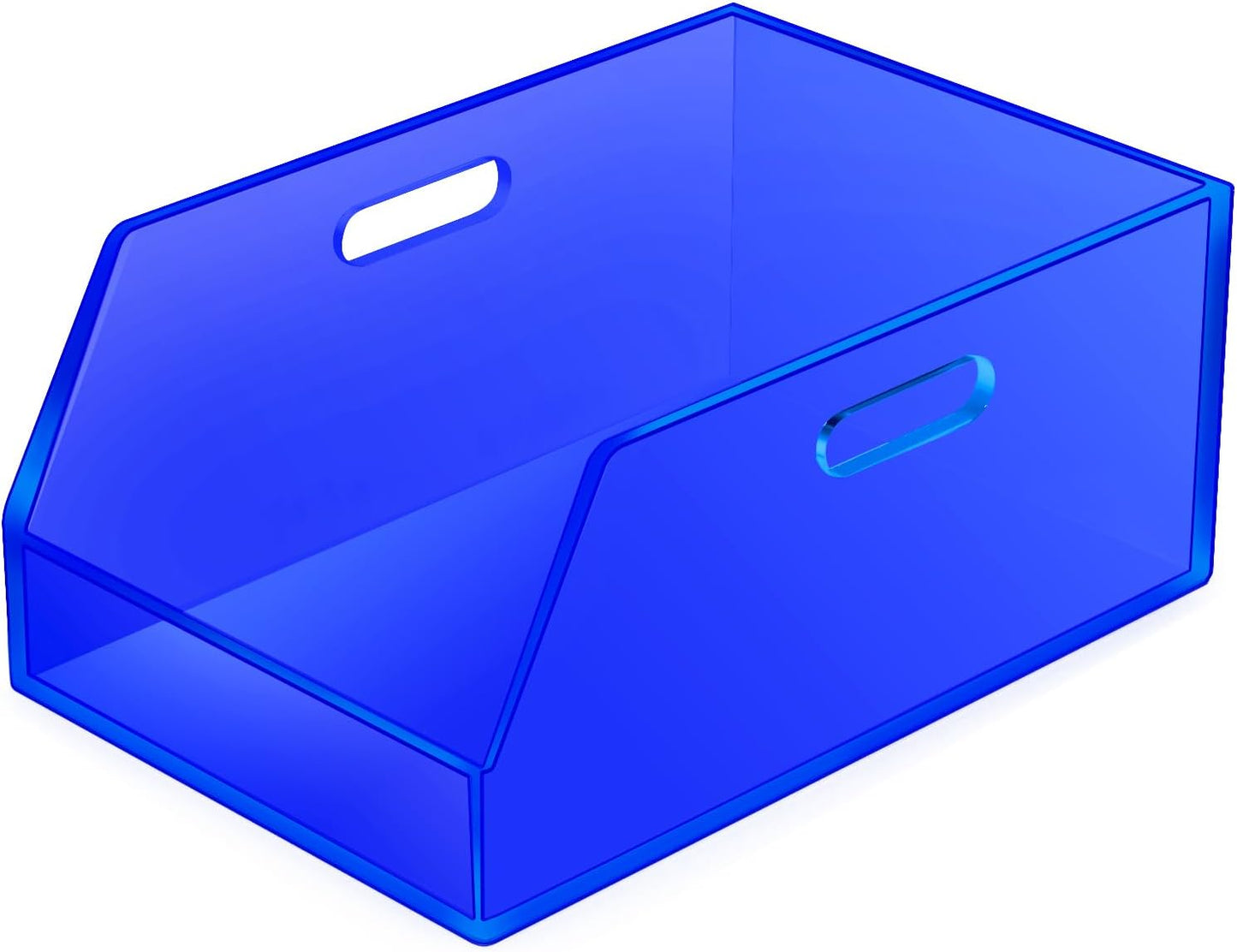 Gelite Stackable Large Storage Bin Organizer with Handles Acrylic Storage Container for Toy Pantry Kitchen Cabinet Bathroom Closet Office Organization, 15.4x11.4x6.7'', Navy Blue
