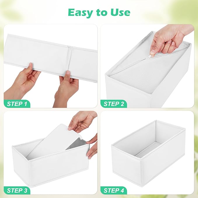 Drawer Clothing Organizer 16-Pack, White 3 Sizes Underwear Drawer Dividers, Fabric Folding Wardrobe Organizer, Can Store Baby Clothes, Bras, Underwear, Panties, Belts, Socks, Ties, etc.